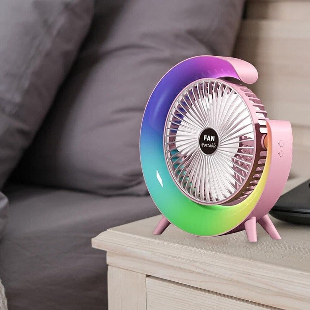 VENTILATORE DA TAVOLO USB 3 VELOCITA' CON LUCE RGB COMPATTO SILENZIOSO PORTATILE - 9