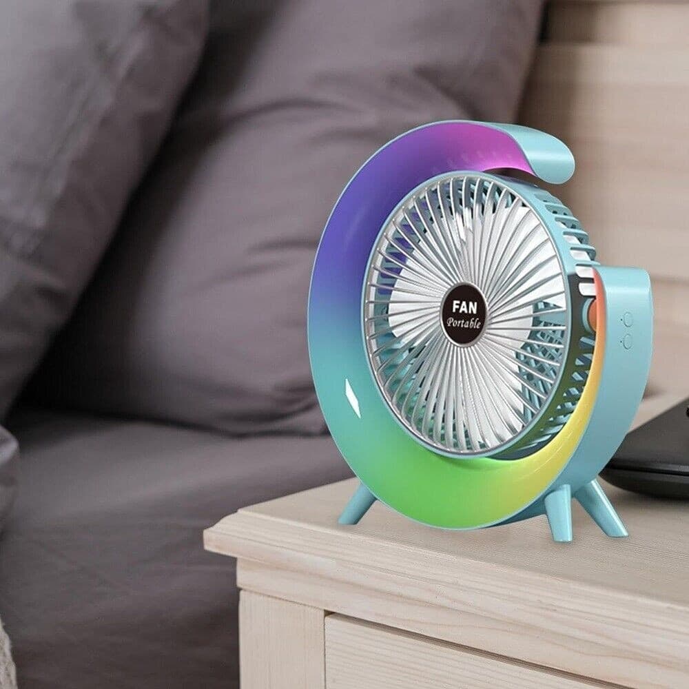 VENTILATORE DA TAVOLO USB 3 VELOCITA' CON LUCE RGB COMPATTO SILENZIOSO PORTATILE - 10