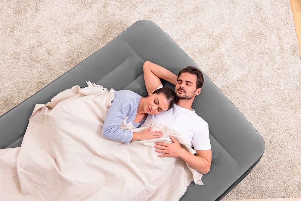 MATERASSO FLOCCATO MATRIMONIALE AIRBED NERO/GRIGIO GONFIABILE POMPA INTEGRATA 67403 - 6