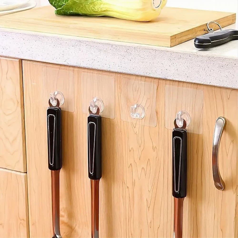 GANCIO ADESIVO TRASPARENTE APPENDINO PER PARETE CUCINA BAGNO ATTACCAPANNI 87754 - 6