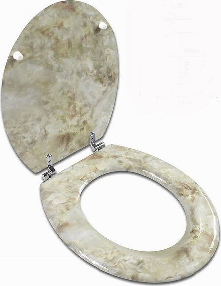 COPRIWATER UNIVERSALE LEGNO MDF TAVOLETTA BAGNO WC MARMO BEIGE CERNIERE 52966A - 3