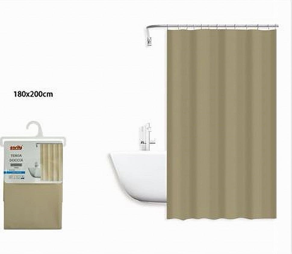 TENDA DOCCIA ANTIMUFFA IMPERMEABILE PEVA 180X200 CM CON ANELLI BAGNO BEIGE 79714 - 2
