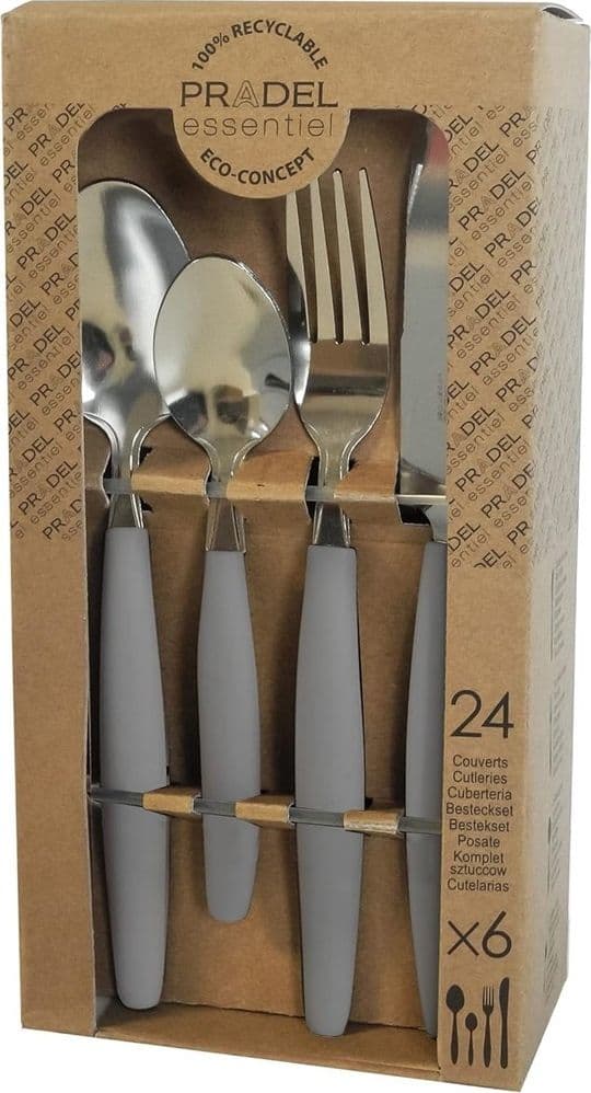 SET SERVIZIO DI POSATE 24 PZ PER 6 PERSONE IN ACCIAIO INOSSIDABILE COLORE GRIGIO - 4