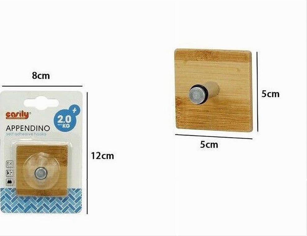 APPENDIABITI APPENDINO PARETE METALLO LEGNO 1 POSTO GANCIO VESTITI ADESIVO 79543 - 2