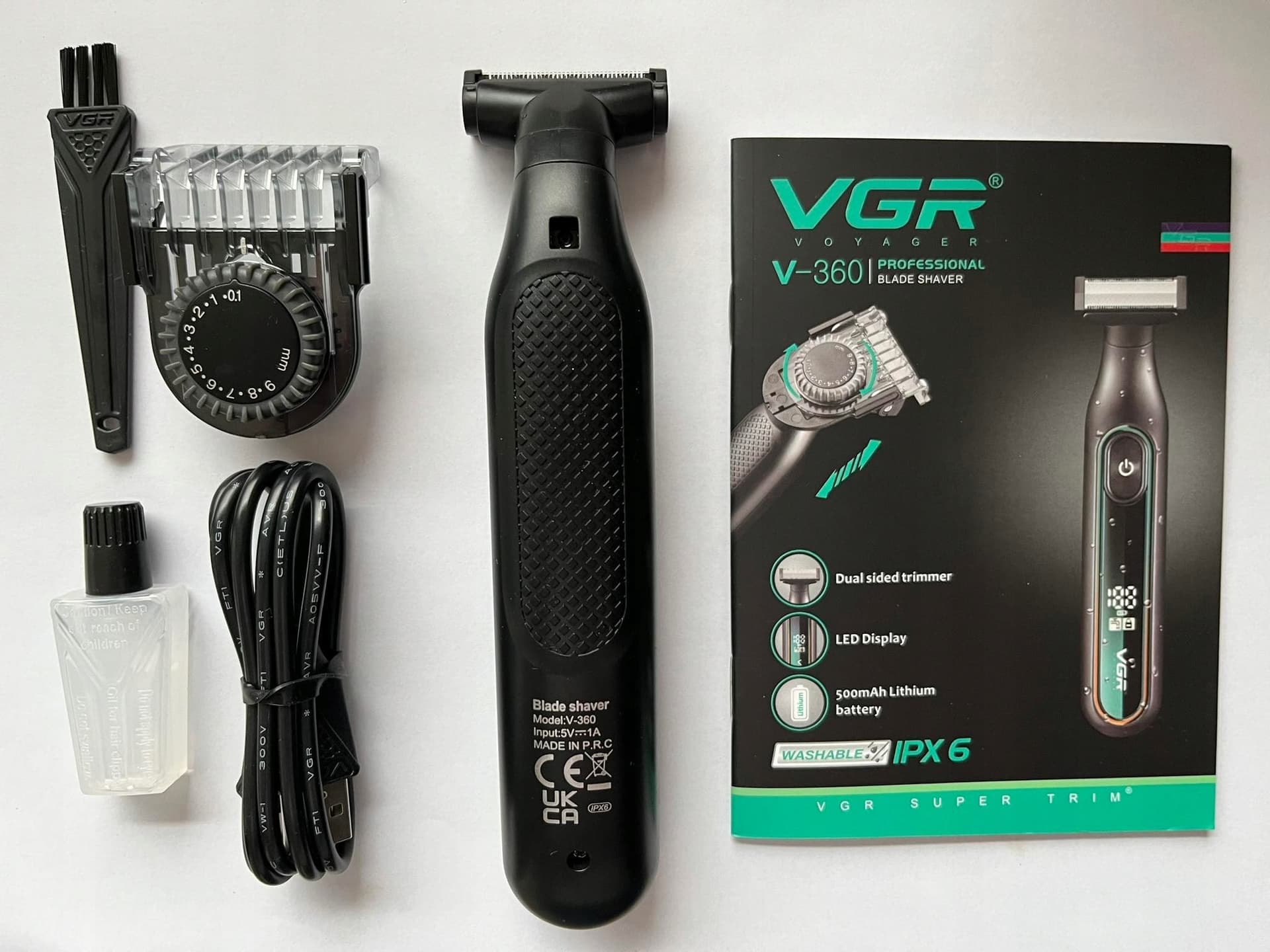 VGR V-360 Trimmer Professionale Tagliacapelli Rasoio Barber Regolabarba Uomo - 16