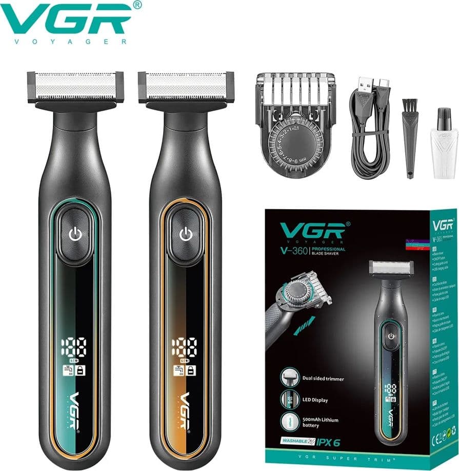 VGR V-360 Trimmer Professionale Tagliacapelli Rasoio Barber Regolabarba Uomo - 17