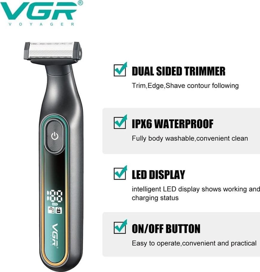 VGR V-360 Trimmer Professionale Tagliacapelli Rasoio Barber Regolabarba Uomo - 10