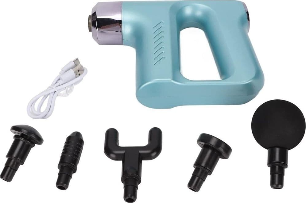 PISTOLA MASSAGGIANTE PROFESSIONALE 4 TESTINE 5 VELOCITÀ FASCIAL GUN RICARICABILE - 12