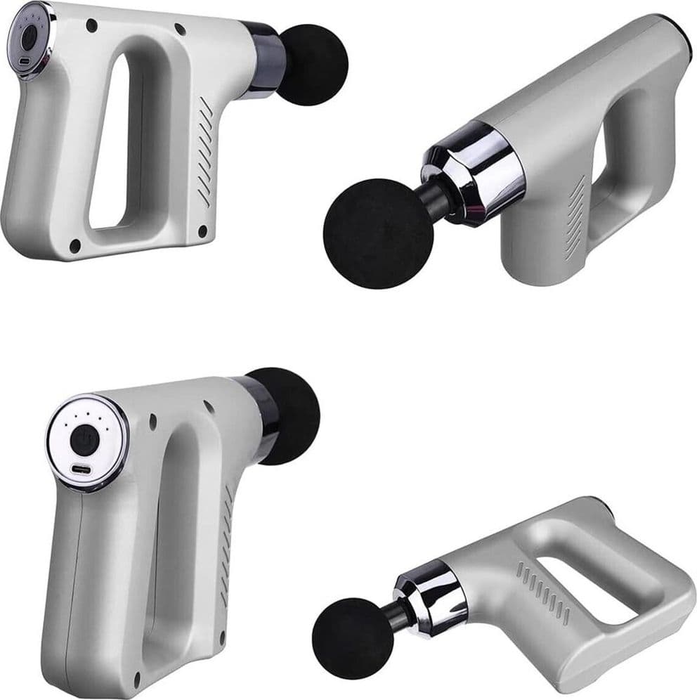 PISTOLA MASSAGGIANTE PROFESSIONALE 4 TESTINE 5 VELOCITÀ FASCIAL GUN RICARICABILE - 15