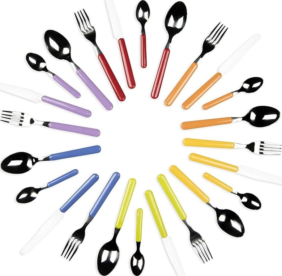 SET SERVIZIO 24 PZ POSATE FASHION PER 6 PERSONE ACCIAIO INOSSIDABILE MULTICOLORE