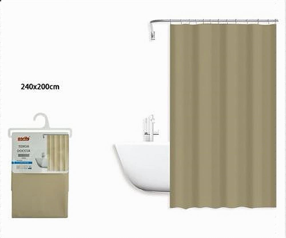 TENDA DOCCIA ANTIMUFFA IMPERMEABILE PEVA 240X200CM GANCI ANELLI BAGNO BEIGE 79715 - 2