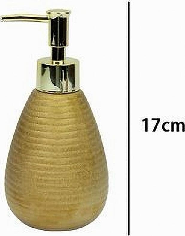 DISPENSER PER SAPONE LIQUIDO ACCESSORIO DORATO RIGATO MODERNO ARREDO BAGNO 59934 - 3