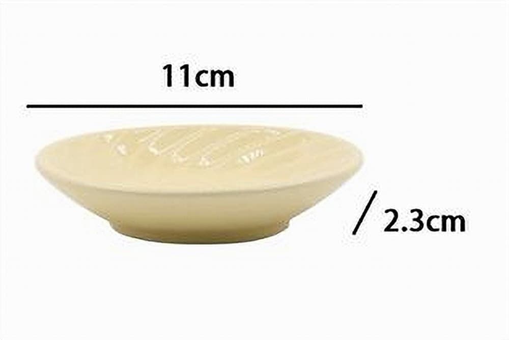 PIATTINO PORTA SAPONE SAPONETTA CERAMICA RIGATA SPIRALE GIALLO TONDO BAGNO 79962 - 3