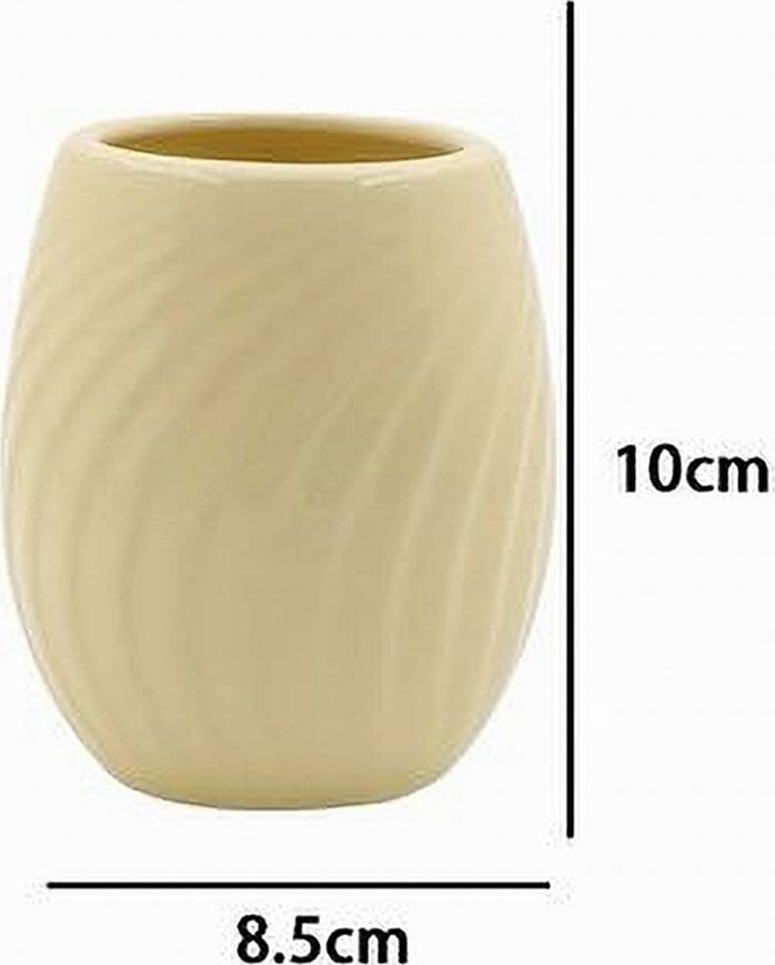 BICCHIERE PORTASPAZZOLINI IN CERAMICA RIGATA GIALLA ACCESSORI ARREDO BAGNO 79961 - 3