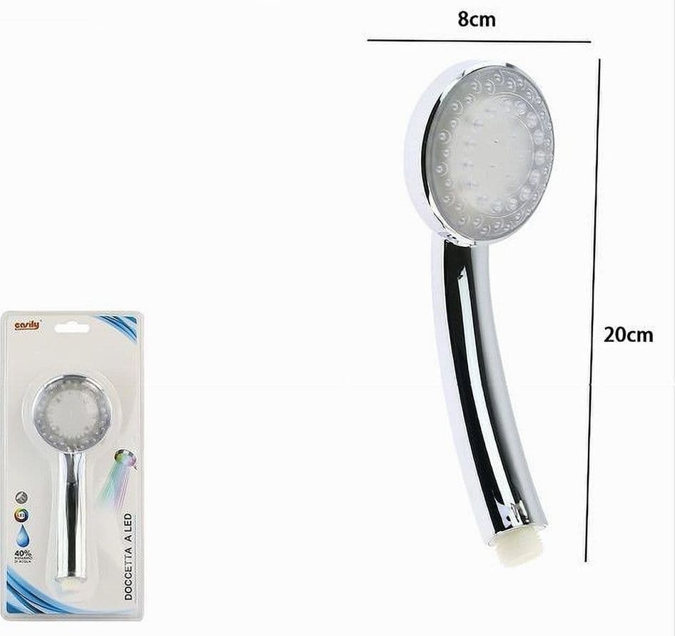 SOFFIONE DOCCIA CON LED RGB DOCCETTA A TELEFONO 20CM CROMOTERAPIA EMOZIONALE 79898 - 7
