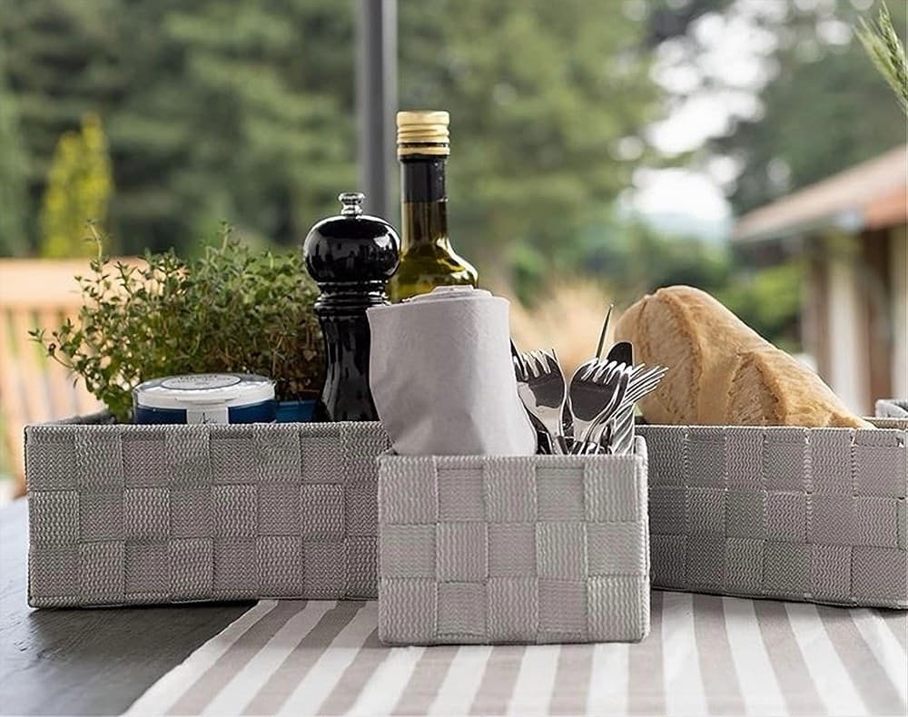 6 PZ SCATOLA IN TESSUTO CONTENITORI ORGANIZER BAGNO ARMADIO GRIGIO CHIARO 79072 - 3