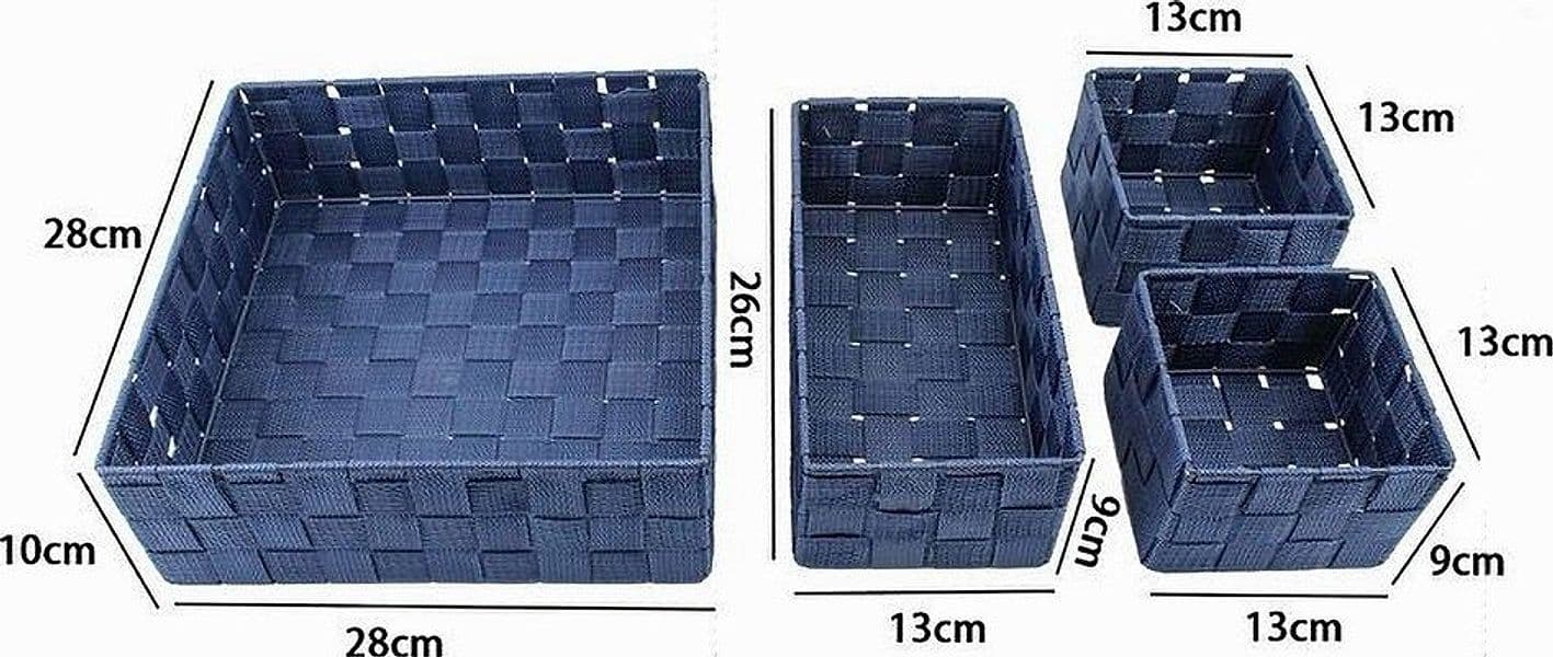 SET 4 PEZZI CONTENITORI BLU SCATOLA IN TESSUTO ORGANIZER PORTA OGGETTI 79064 - 5