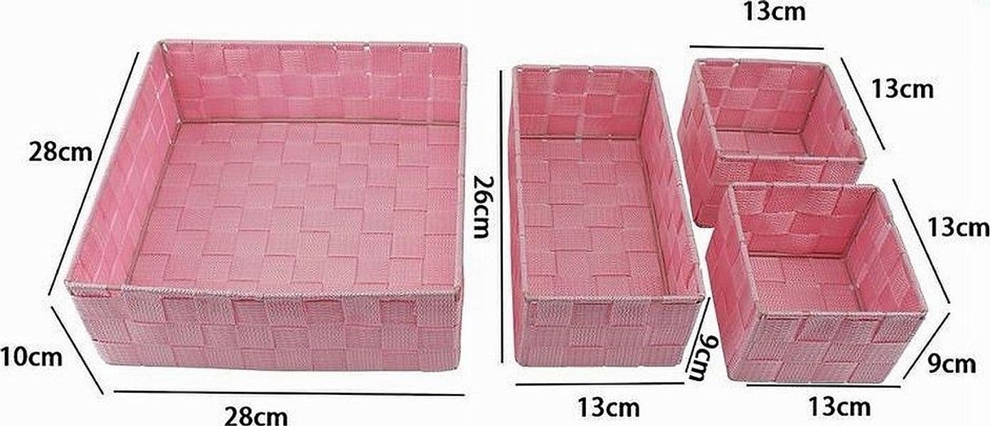 SET 4 PEZZI CONTENITORI ROSA SCATOLA IN TESSUTO ORGANIZER PORTA OGGETTI 79065 - 5
