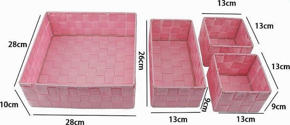 SET 4 PEZZI CONTENITORI ROSA SCATOLA IN TESSUTO ORGANIZER PORTA OGGETTI 79065 - 5