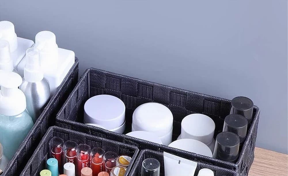 SET 6 PZ SCATOLA IN TESSUTO ORGANIZER SCAFFALI PORTA OGGETTI GRIGIO SCURO 79068 - 9