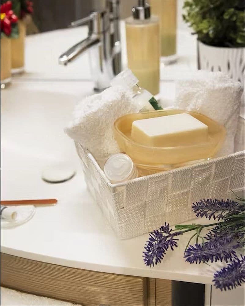 SET 6PZ SCATOLA IN TESSUTO ORGANIZER ARMADIO SCAFFALI PORTA OGGETTI BIANCO 79067 - 4