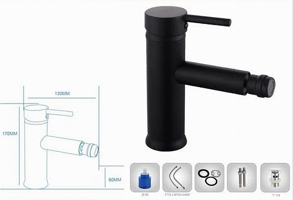 MISCELATORE RUBINETTO PER LAVABO BIDET BAGNO ACCIAIO INOX NERO PILETTA RAY 87392 - 4