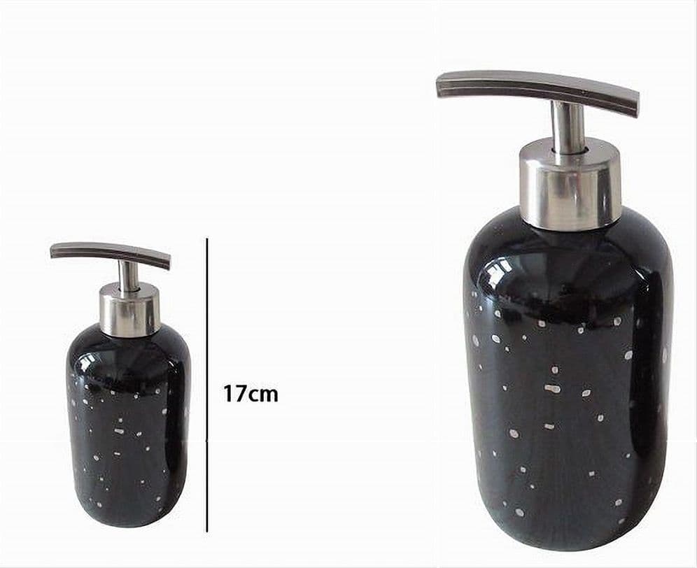 DISPENSER PORTA SAPONE LIQUIDO NERO MACCHIATO ARGENTO BAGNO MODERNO ARREDO 59930 - 2