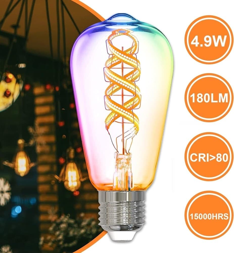 LAMPADINA A FILAMENTO LED INTELLIGENTE WIFI ST64-SF E27 4,9W 1800LM ALEXA GOOGLE - 10