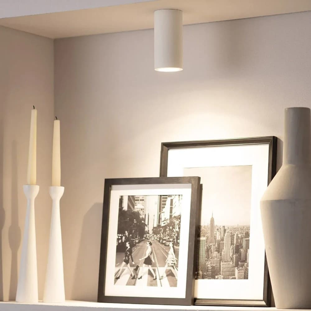 PORTA FARETTO LAMPADA SOFFITTO GU10 CILINDRO GESSO H110MM VERNICIABILE GS-C110-T - 10