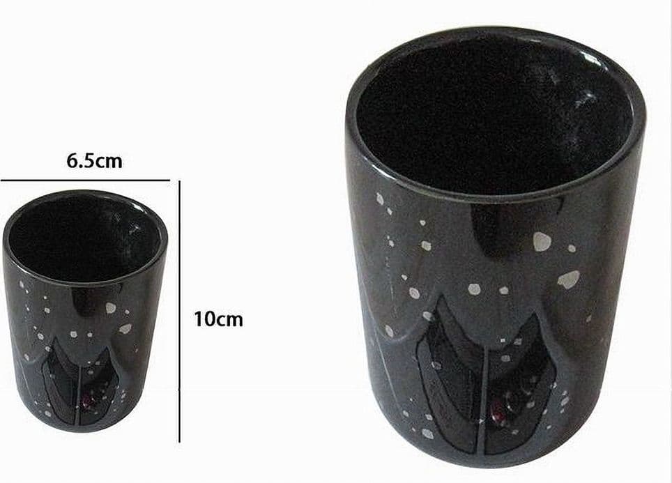 BICCHIERE PORTA SPAZZOLINI ACCESSORIO NERO MACCHIATO MODERNO ARREDO DA BAGNO 59927 - 2