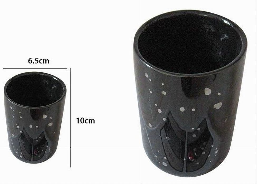 BICCHIERE PORTA SPAZZOLINI ACCESSORIO NERO MACCHIATO MODERNO ARREDO DA BAGNO 59927 - 2