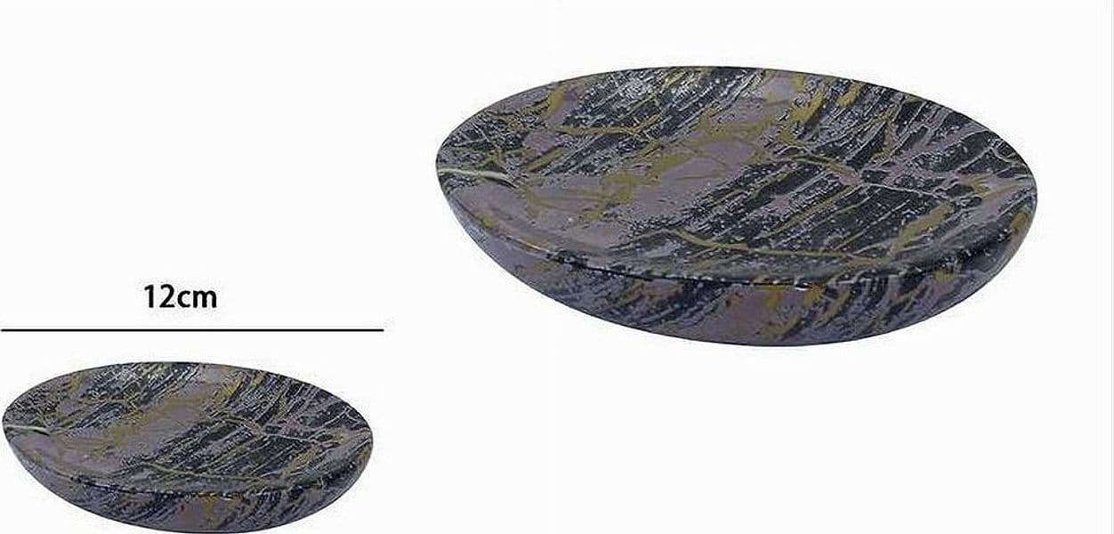 PIATTO PIATTINO PORTA SAPONE ARREDO DA BAGNO EFFETTO MARMORIZZATO NERO ORO 59893 - 2