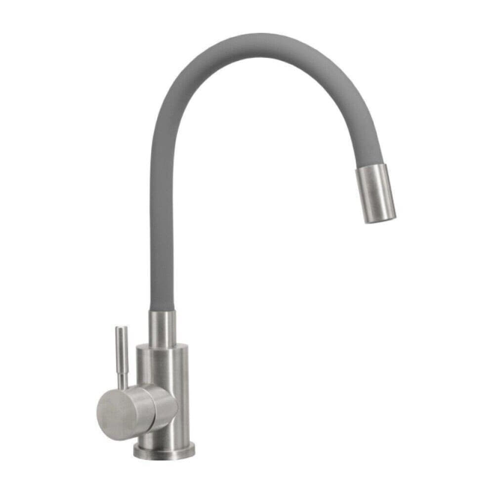 MISCELATORE RUBINETTO LAVELLO CUCINA CANNA FLESSIBILE GRIGIO ACCIAIO SATINATO 52689 - 2