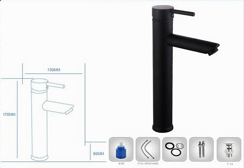 RUBINETTO BAGNO MODERNO NERO OPACO MISCELATORE ORIENTABILE LAVABO CANNA ALTA 87393 - 6