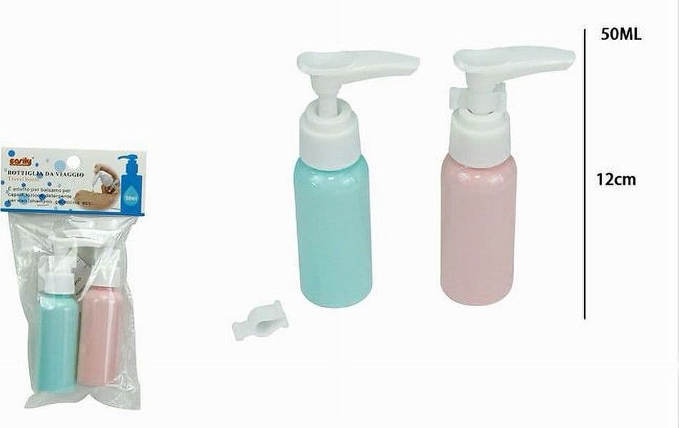 SET 4 PZ BOTTIGLIA DA VIAGGIO FLACONE VUOTO 50ML CON EROGATORE PER LOZIONE 79377 - 3