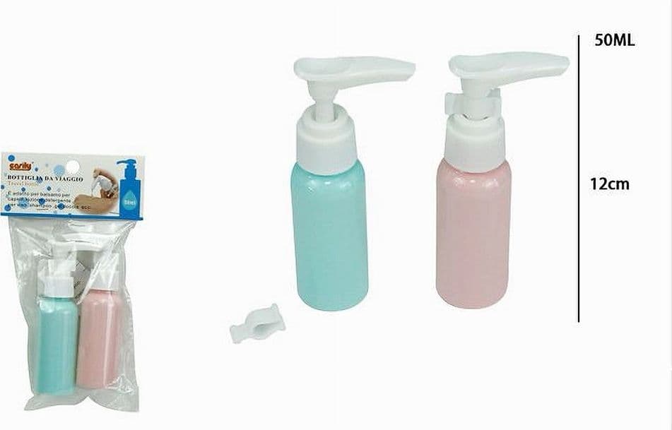 SET 4 PZ BOTTIGLIA DA VIAGGIO FLACONE VUOTO 50ML CON EROGATORE PER LOZIONE 79377 - 3