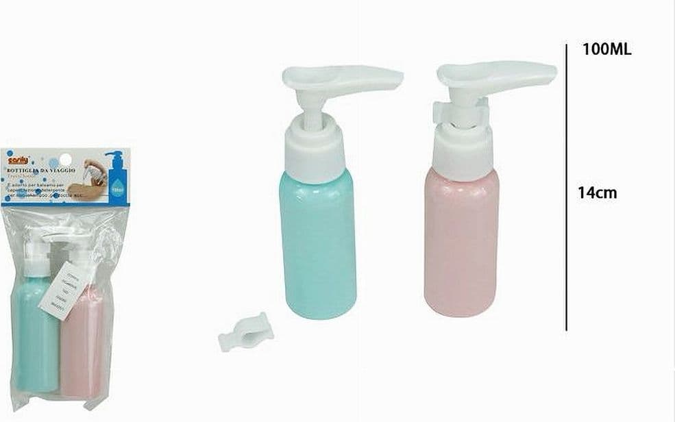 SET 4PZ BOTTIGLIA DA VIAGGIO FLACONE VUOTO 100ML CON EROGATORE PER LOZIONE 79378 - 3