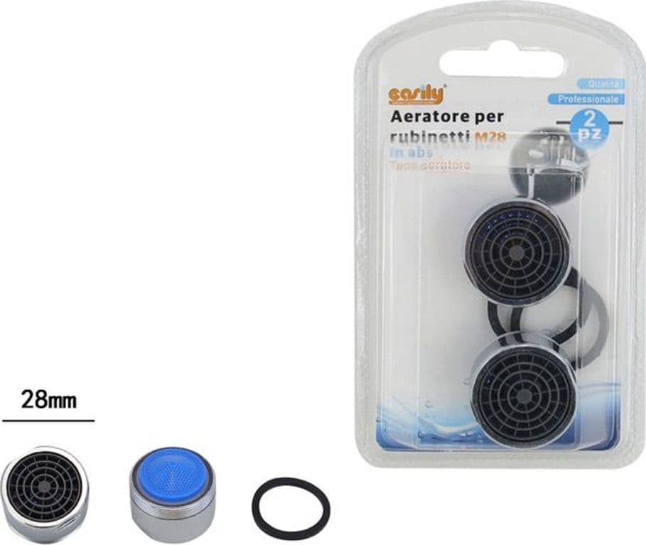 SET 2PZ AERATORE PER RUBINETTI FILTRI ABS 28 MM ROMPIGETTO M28 GUARNIZIONI 59037 - 3