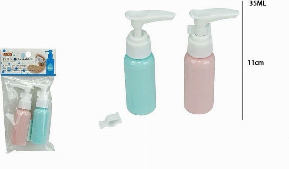 SET 4 PZ BOTTIGLIA DA VIAGGIO FLACONE VUOTO 35ML CON EROGATORE PER LOZIONE 79376 - 3