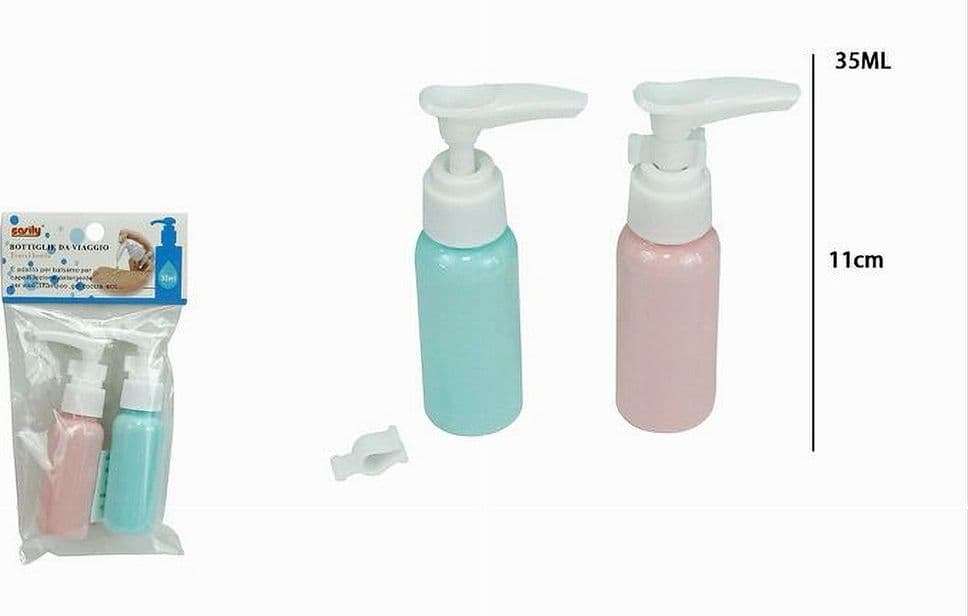 SET 4 PZ BOTTIGLIA DA VIAGGIO FLACONE VUOTO 35ML CON EROGATORE PER LOZIONE 79376 - 3