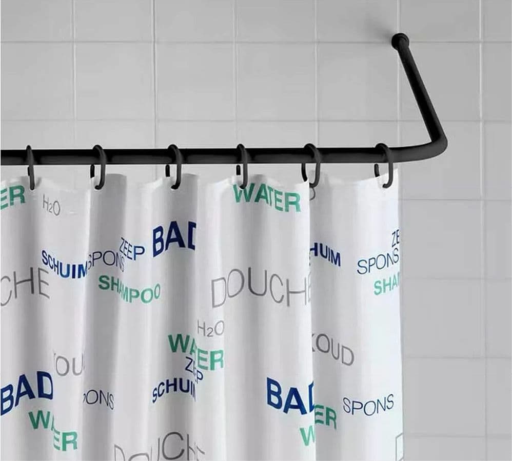 BASTONE ASTA TENDA DOCCIA BARRA A L 2 LATI ANGOLARE NERA 80X80CM UNIVERSALE 87235 - 5