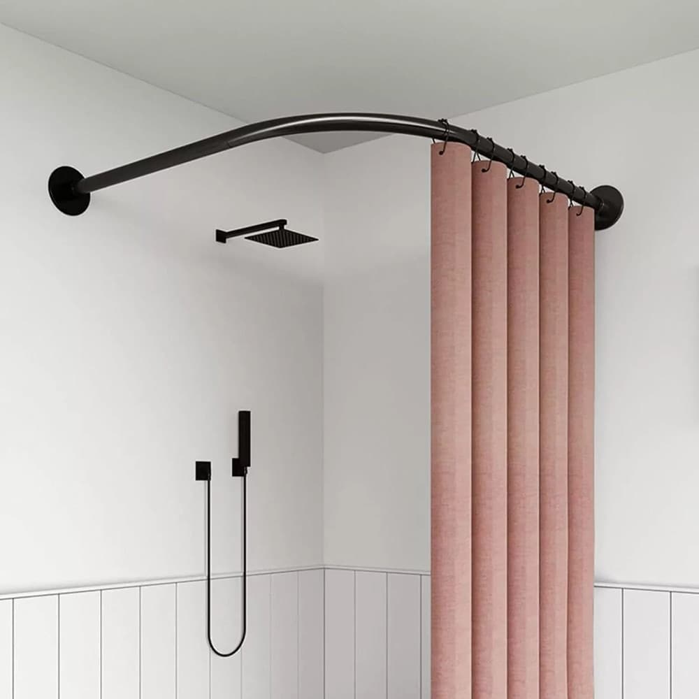 BASTONE ASTA PER TENDA DOCCIA BARRA CURVA ANGOLARE NERA 90X90CM UNIVERSALE 87236 - 5