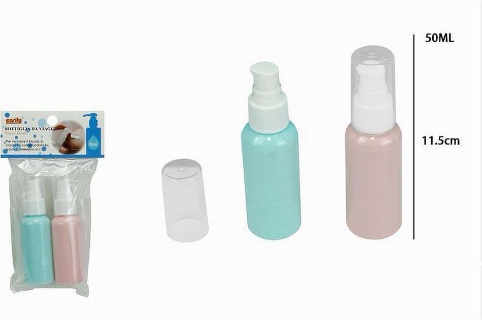 SET 4PZ BOTTIGLIA VIAGGIO VUOTA 50ML DISPENSER A POMPA PER CREMA COSMETICI 79380 - 4