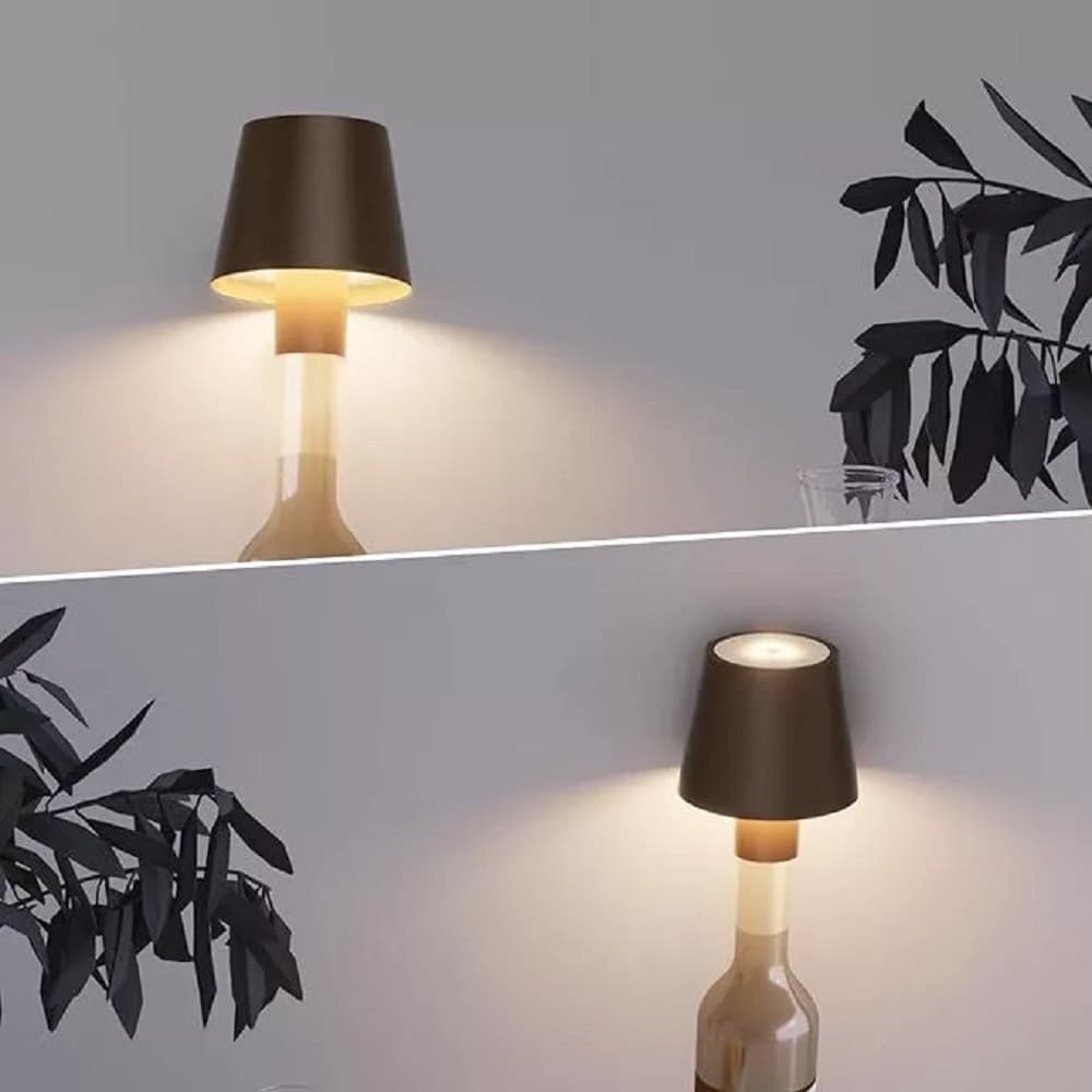 LAMPADA LED PER BOTTIGLIA TAPPO TAVOLO TOUCH DIMMERABILE 3 TONALITÀ RICARICABILE - 8