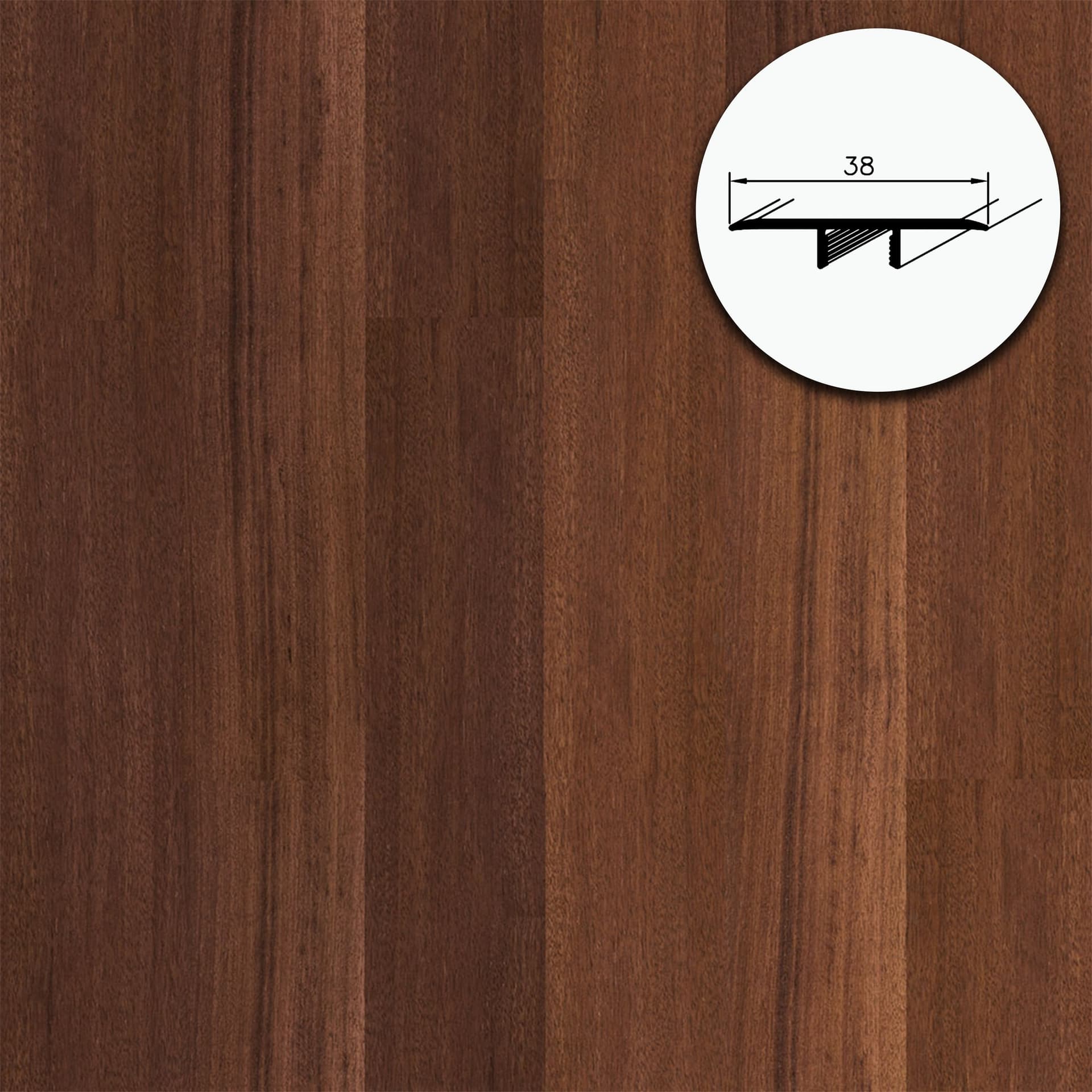 Barra da 90cm di PROFILO GIUNTO in Alluminio Gamma Laminati - Piatto o a discesa (base+coperchio) - 36