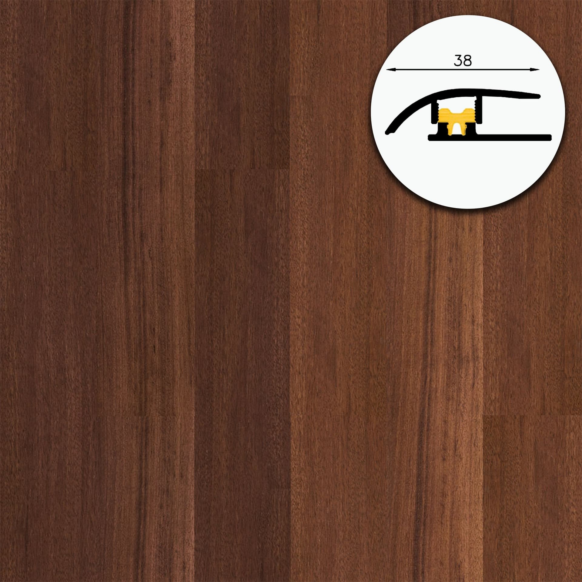 Barra da 90cm di PROFILO GIUNTO in Alluminio Gamma Laminati - Piatto o a discesa (base+coperchio) - 37