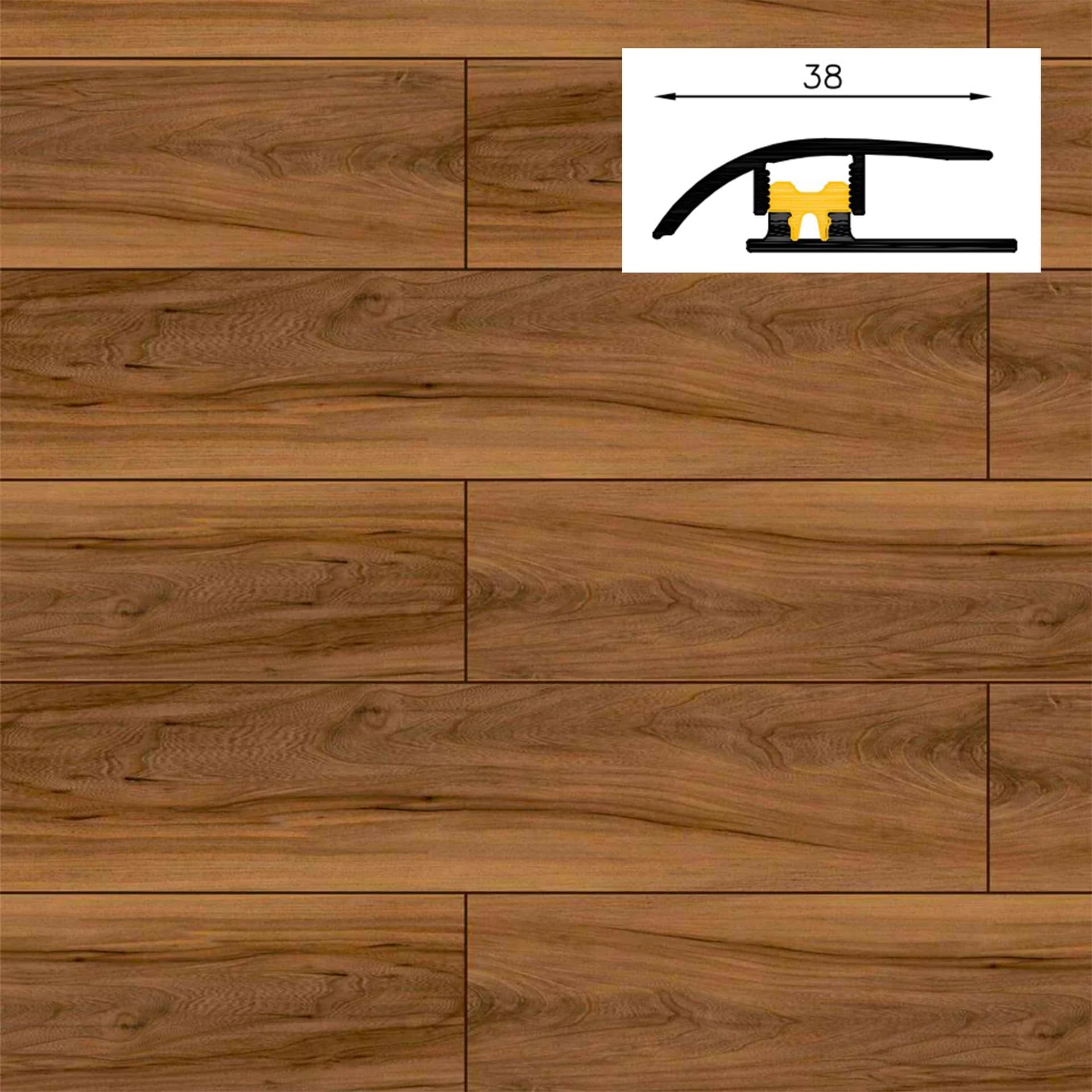 Barra da 90cm di PROFILO GIUNTO in Alluminio Gamma Laminati - Piatto o a discesa (base+coperchio) - Eternal Parquet