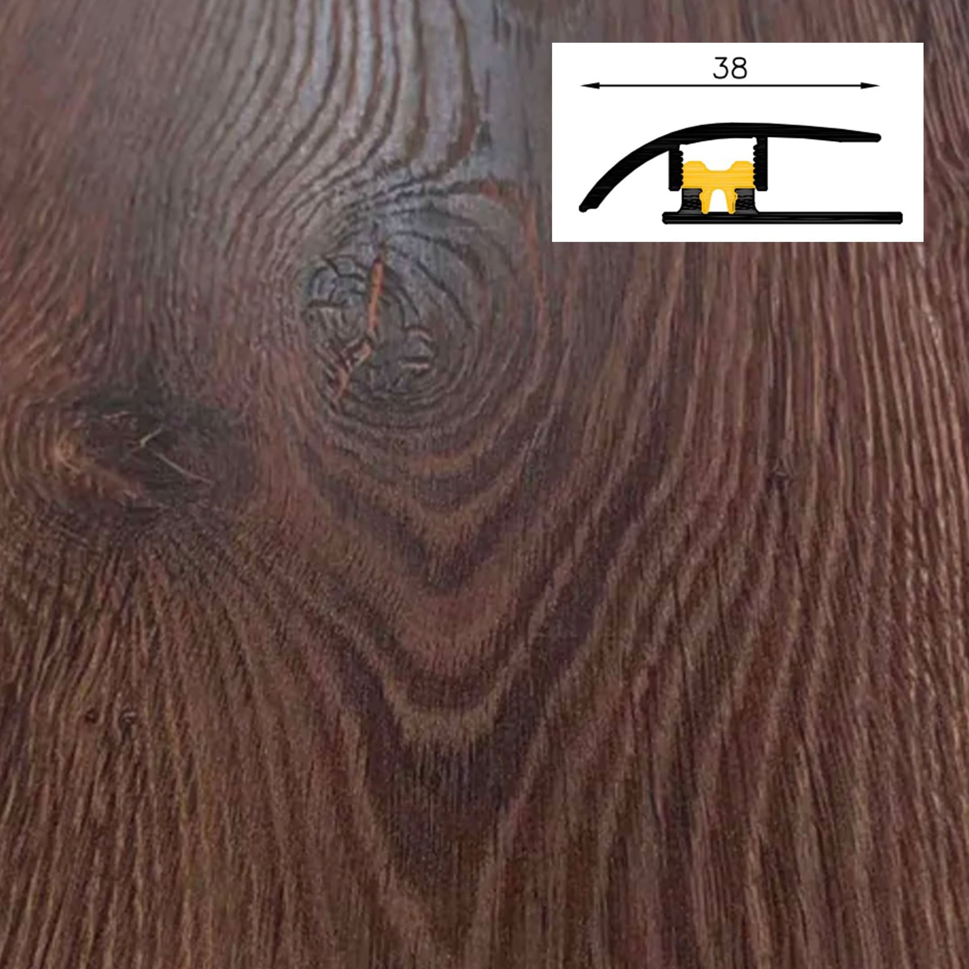 Barra da 90cm di PROFILO GIUNTO in Alluminio Gamma Laminati - Piatto o a discesa (base+coperchio) - Eternal Parquet