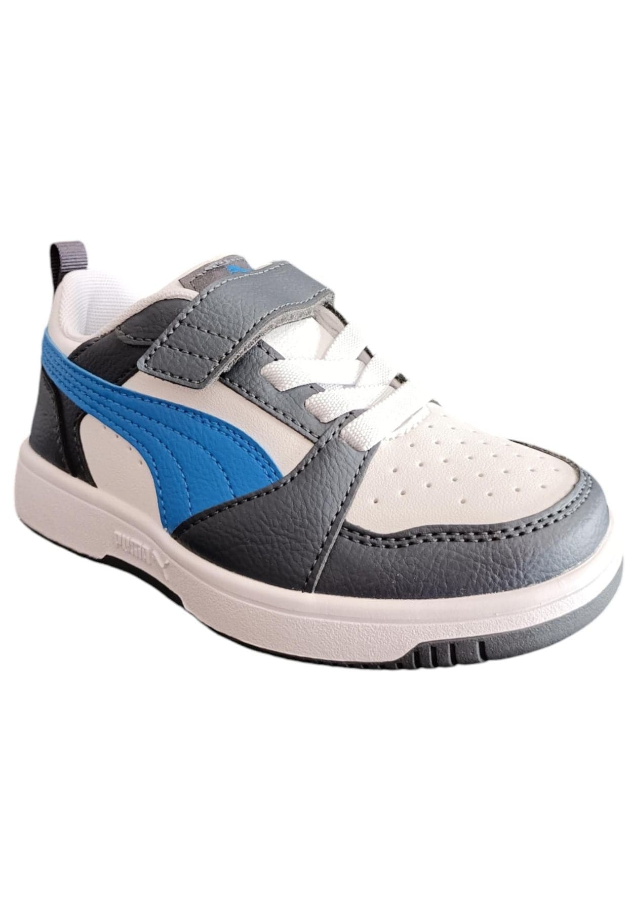 Scarpe sneakers Unisex bambini PUMA REBOUND  bianco-nero-blue laccio elastico e velcro in Ballerine Scarpetteria Gica - Trani, commercioVirtuoso.it