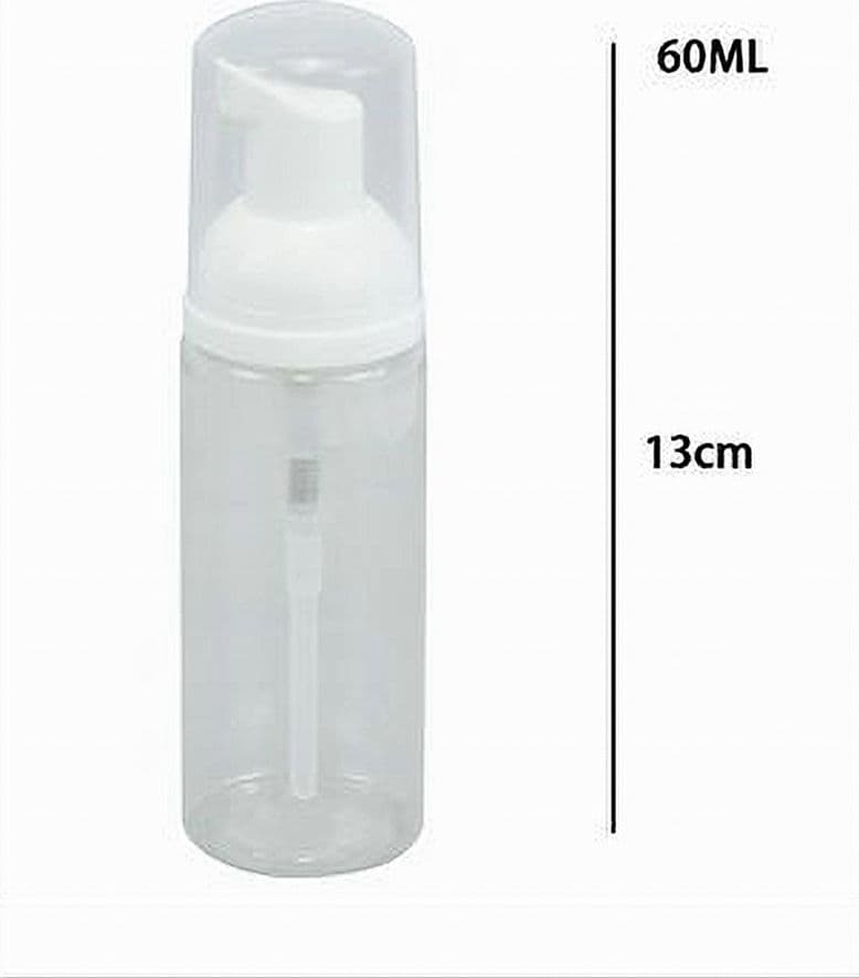 SET 2PZ BOTTIGLIA VIAGGIO TRASPARENTE DISPENSER DI SAPONE SCHIUMOGENO 60ML 79413 - 5